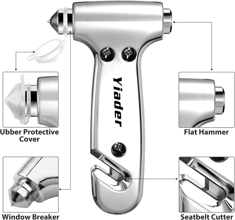 Yiader Store Glass Breaker, 3-in-1 Emergency Escape Tool with seat Belt Cutter and Glass Breaker, Safety Emergency Car Escape Tool for Car, Electroplating Silver - Image 3